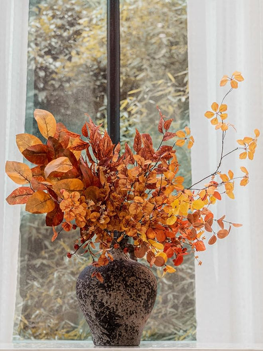 MISSPIN 12 PCS 30 inch Artificial Fall magnolia leaves Stems, Fall Decorations for Indoor Outdoor Halloween Thanksgiving Farmhouse Arrangement Decorations for Front Door Wedding Centerpieces in Autumn