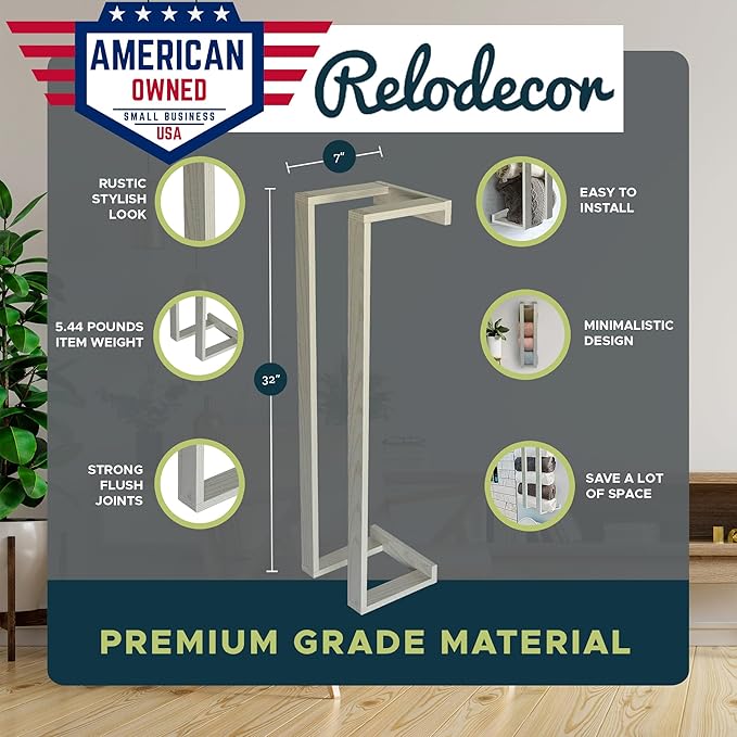 RELODECOR Blanket Wall Rack – Floating Shelf for Living Room & Bedroom, Rustic Wall-Mounted Blanket Holder, Bedding & Towel Organizer, Space-Saving, Stylish White Design