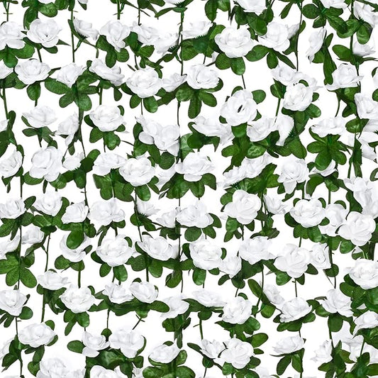 BLEUM CADE 5Pcs 41Ft Flower Garland Artificial Rose Vines for Bedroom, Cute Fake Hanging Flower Vines Floral Garland Decorations for Wedding Party Wall Room Decor Aesthetic