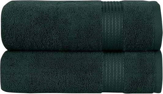 Elegant Comfort Premium Turkish Cotton 2 Pack Bath Towel Set - 27 x 54 inch, Luxurious Hotel Spa Quality 100% Turkish Cotton 2PC Bath Towel Set - Highly Absorbent - Soft Bathroom Towels, Hunter Green