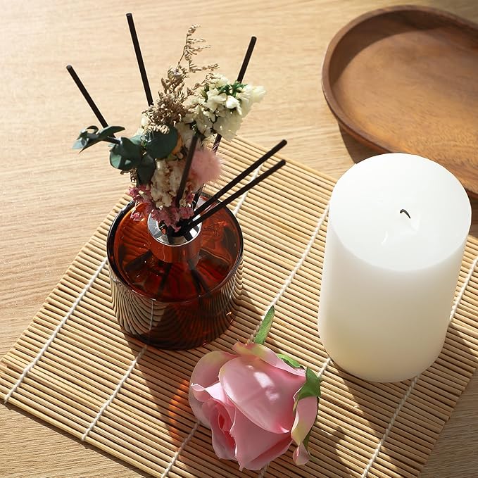 Rtteri 2 Reed Diffuser Sets Flower Oil Diffuser Sticks with Refill Empty 5oz Bottles Scent Glass for Fragrance Home Bathroom Gifts, Oil Not Included(Coffee Color)