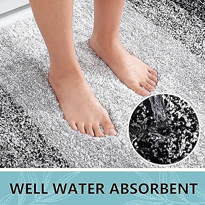 Arotive Microfiber Bathroom Rugs, Shaggy Soft and Absorbent Bath Rug, Non-Slip, Thick Plush Machine Washable Dry Bath Mats for Bathroom, Tub and Shower, 70x46, Black