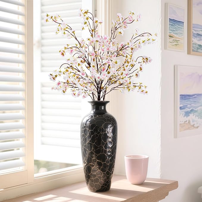 SITUMEIZI Artificial Cherry Blossom Branches Silk 40.58 Inch Faux Cherry Flowers Tall Stems for Home Wedding Bedroom Table Japanese Real Touch Vase Decoration(4Pcs,Pink)