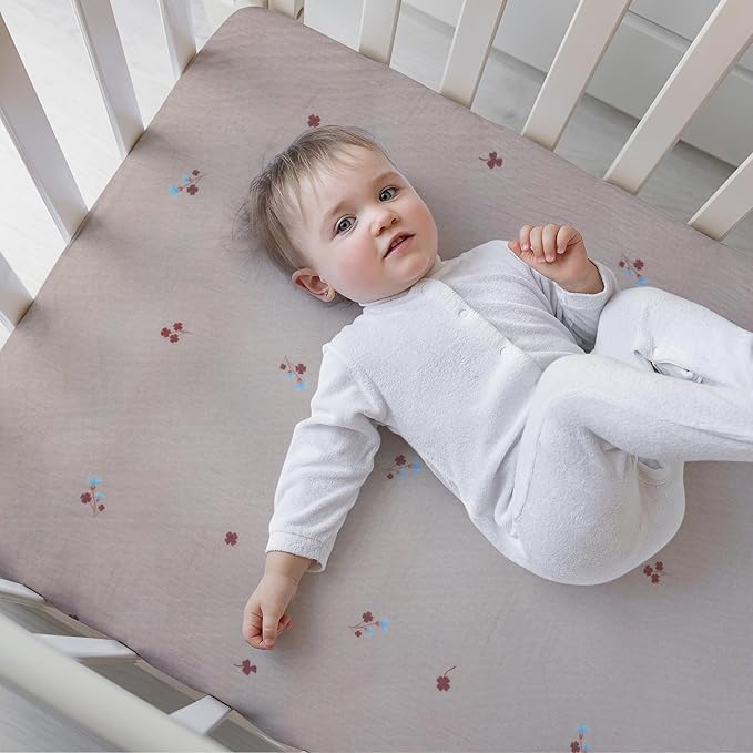 Extra Soft Muslin Fitted Crib Sheets 100% Cotton Baby Crib Sheets for Standard Crib Mattress | 28 X 52 Inches
