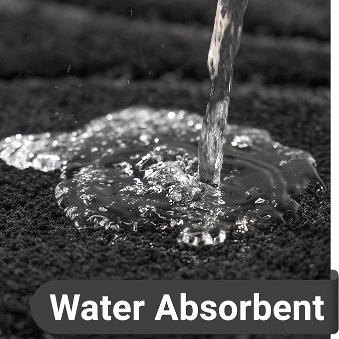 DEXDE Bathroom Rugs Mat 20x32, Soft Plush Shaggy Microfiber Bath Rug Non Slip Bath Mats for Bathroom Floor, Machine Washable Absorbent Carpet for Shower Tub, Black