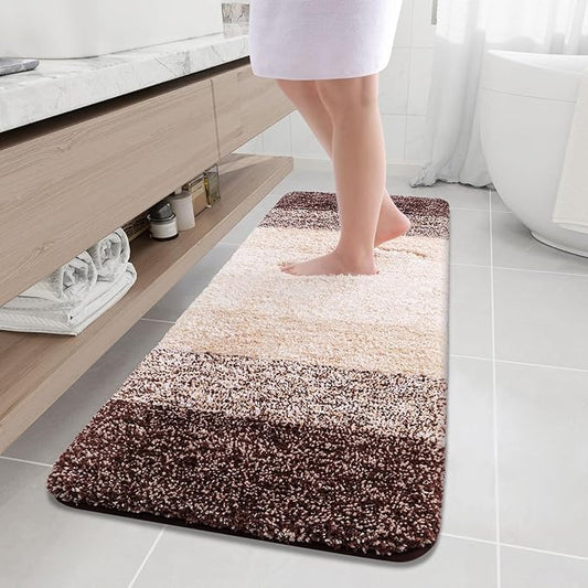 Arotive Microfiber Bathroom Rugs, Shaggy Soft and Absorbent Bath Rug, Non-Slip, Thick Plush Machine Washable Dry Bath Mats for Bathroom, Tub and Shower, 59x20, Brown