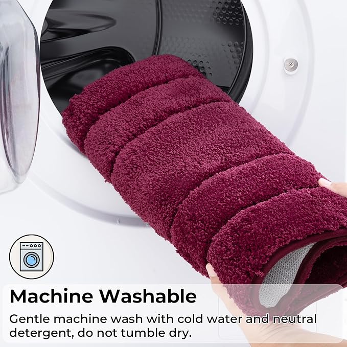 GRANNY SAYS Bathroom Rugs Non Slip, 16" x 24", Bath Rugs for Bathroom Washable, Bath Mats for Floor, Microfiber Bath Mat for Tub, Absorbent Bath Rugs for Shower Room, Strawberry Red