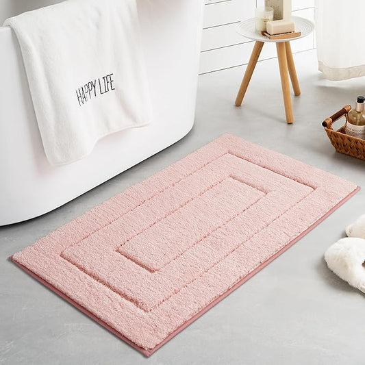 GRANNY SAYS Pink Bathroom Rugs Non Slip Washable, 24"x 36", Soft Bath Mats for Bathroom, Microfiber Shag Rug, Absorbent Bath Floor Mat, Large Bath Rug for Shower, Tub, Bedroom