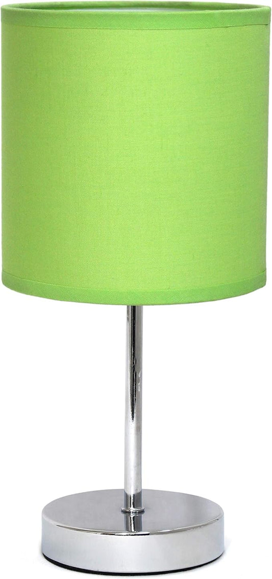 Simple Designs LT2007-GRN Chrome Mini Basic Table Lamp with Fabric Shade, Green