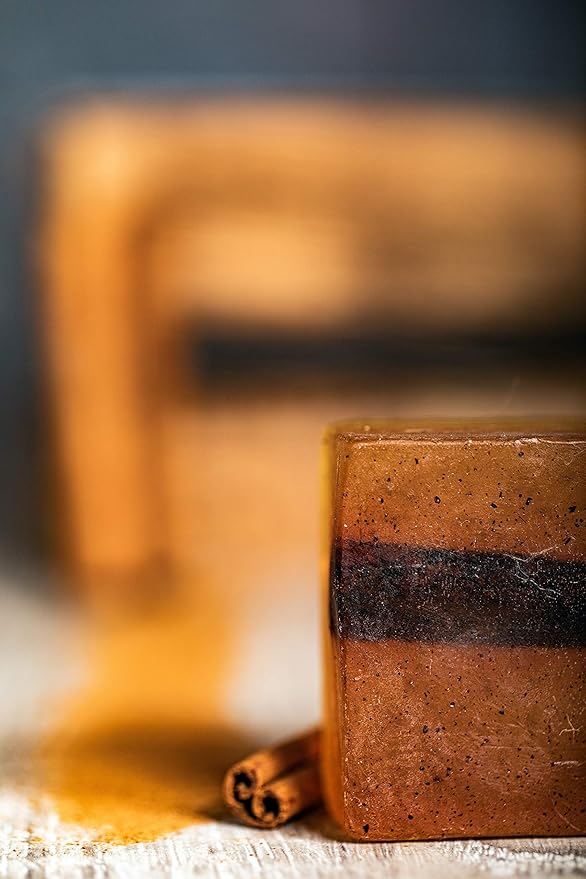 Sabun Co. Cinnema Natural Soap Bar - Cinnamon Essential Oil, Cinnamon Powder and Stick inside - Moisturizing Glycerin Soap - 100% Handmade, Vegan - Exfoliating Bar Soap [4.23 oz - 120 gr]