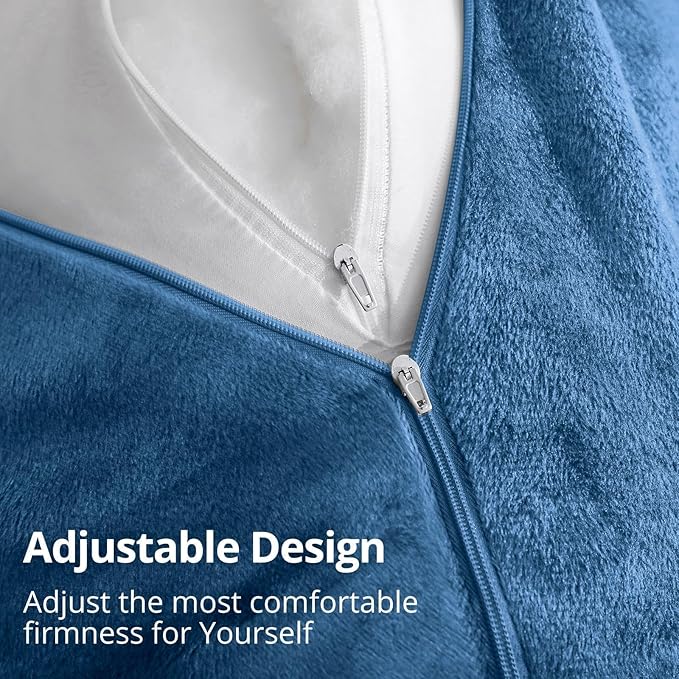 Sasttie Reading Pillow for Sitting in Bed Adult, Extra Large Back Pillow for Bed, Backrest Pillow with Detachable Head Support Cushion, College Dorm Essentials for Girls and Boys, Navy