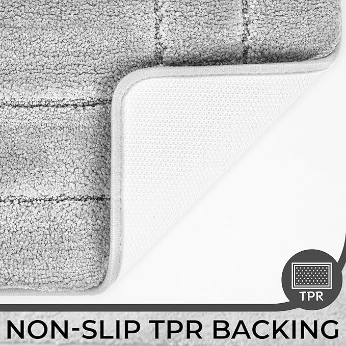 GRANNY SAYS Bathroom Toilet Rugs U Shaped, Bath Mats for Bathroom, Shower Room Rugs Non Slip Washable, Absorbent Microfiber Toilet Mat, Soft Plush Shaggy Bath Carpet, 20" x 24", Gray