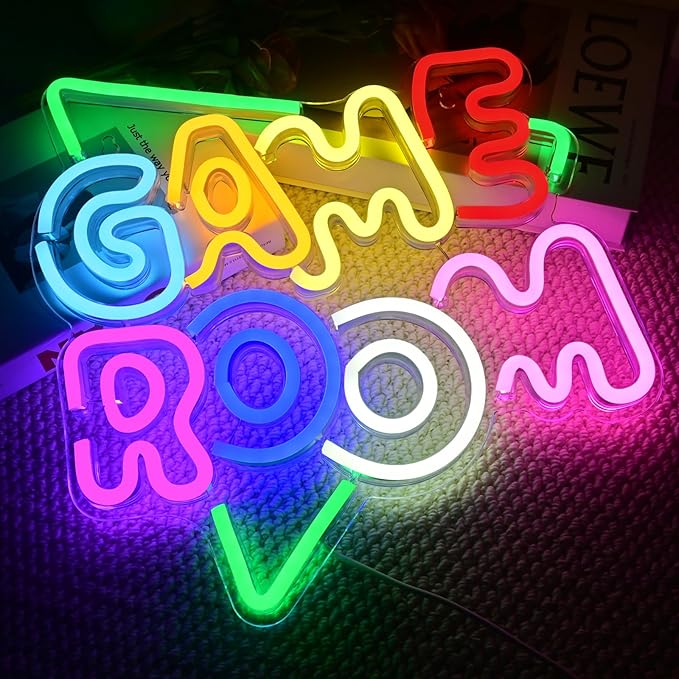 Gameneon Green Game Room Neon Sign Gaming Led Signs for Gamer Room Decor Dimmable Gaming Neon Led Wall Art Gamer Gifts for Men, Teen Boys, Kids, Birthday Party Decorations Usb Powered 16.14"X10.24"