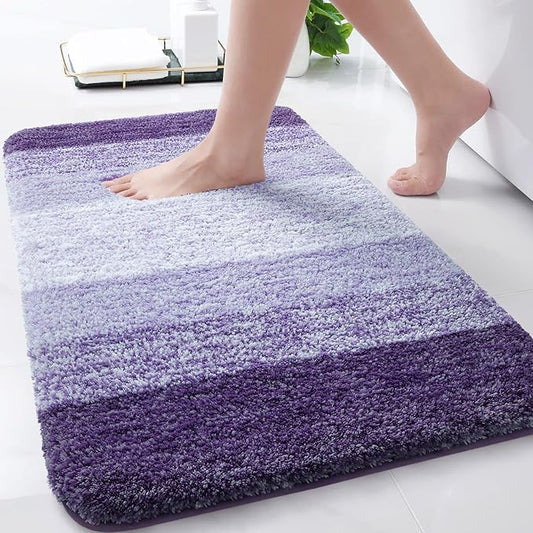 Arotive Microfiber Bathroom Rugs, Shaggy Soft and Absorbent Bath Rug, Non-Slip, Thick Plush Machine Washable Dry Bath Mats for Bathroom, Tub and Shower, 30x20, Dark Purple