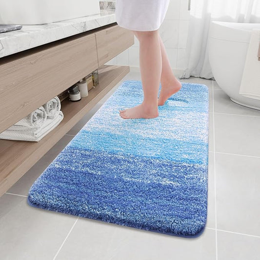 Arotive Microfiber Bathroom Rugs, Shaggy Soft and Absorbent Bath Rug, Non-Slip, Thick Plush Machine Washable Dry Bath Mats for Bathroom, Tub and Shower, 47x24, Light Royal Blue