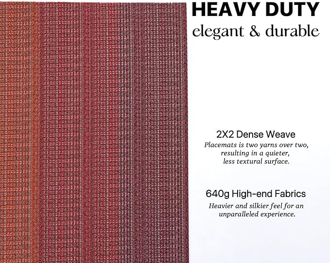 LEXMORE Placemats Set of 6 Vinyl/Plastic Woven Place Mats for Kitchen Table Indoor/Outdoor Washable Placemat Wipeable Dining Table Mats(Pomegranate Parade)