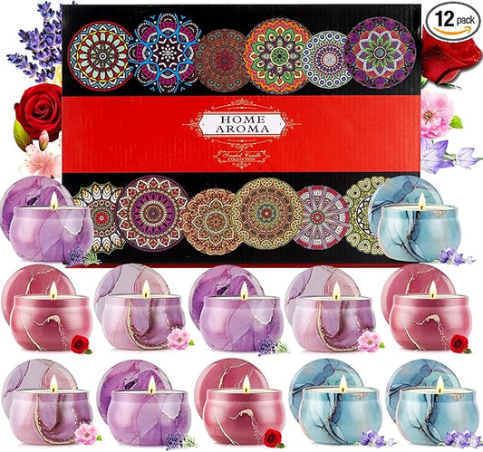 12 Pack Scented Candles Gifts for Women,Soy Scented Candles for Home, Aromatherapy Candle Gifts Set for Christmas Day, Holiday,Birthday, Mothers Day, Valentine's Day