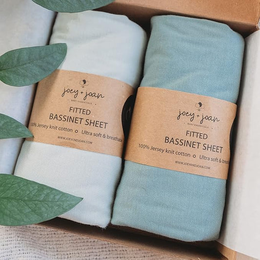 Bassinet Sheets 20x30 Inch for Graco Travel Lite Crib, Sense2Snooze, My View 4 in 1, Dream Suite and Guava Bassinet ??100% Jersey Cotton Fitted Sheets ??Light + Dark Sage Green ??2 Pack