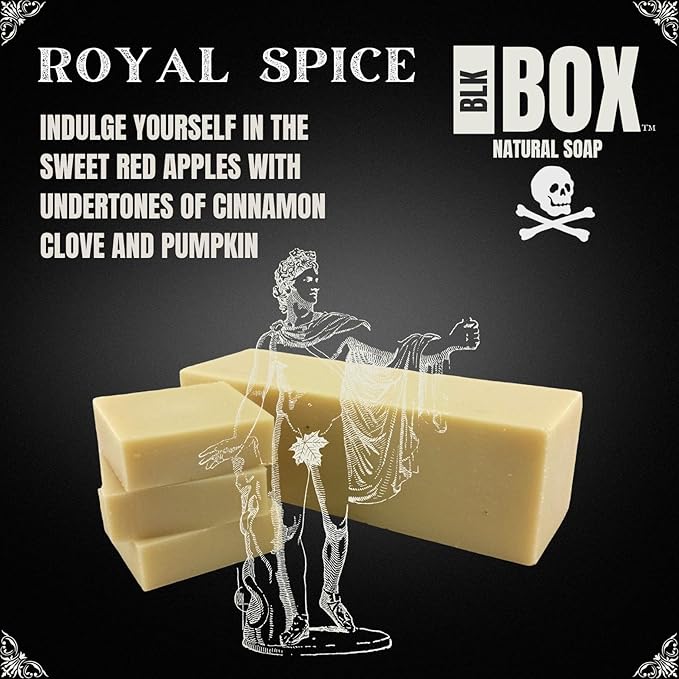 USA MADE 5oz Men's Natural Bar Soap Made from Moisturizing Natural Oils - Handmade Cold Process Soap No Harsh Chemicals, Spice & Apple Scent (ROYAL SPICE)