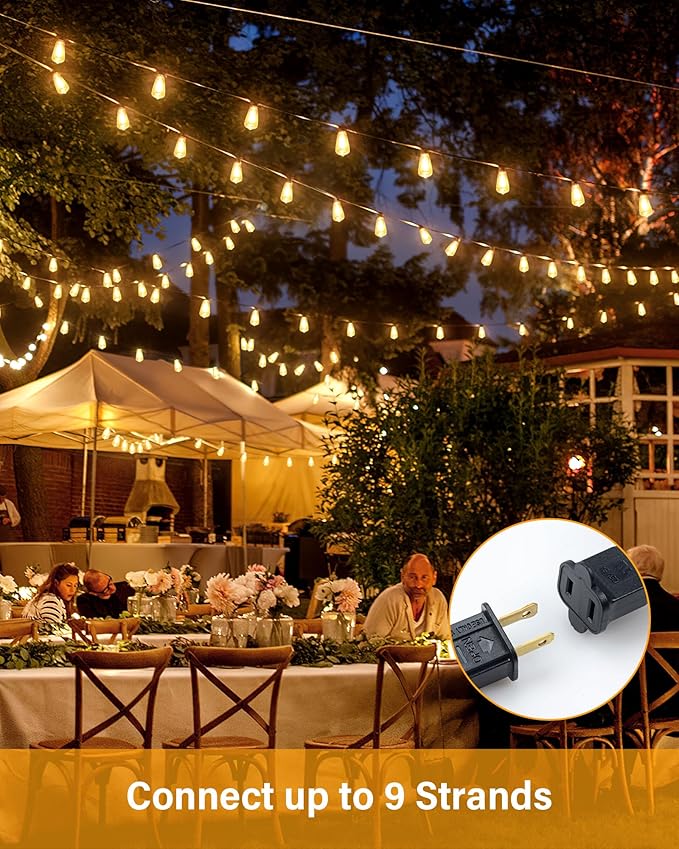 String Lights for Outside, 150FT (50FT 3 Pack) Patio Lights Outdoor Waterproof with 75+6 Shatterproof Vintage Bulbs, Plug in Hanging Light for Porch, Blacony, Backyard, Bistro, Garden, 2700K