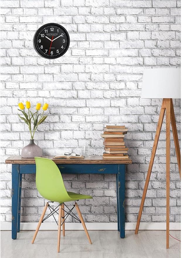 Westminster Clock Company 8" Wall Clock Ticking (Black 8 Inch Standard Quartz Wall Clock)