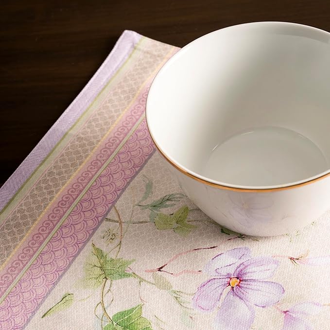 Maison d' Hermine Placemats Set of 4 100% Cotton Washable Cloth Place Mats, Reusable Table Mats for Kitchen Dining Decoration, Party, Wedding, Restaurant Spring/Summer (Magnolia Mornings, 13" x 19")