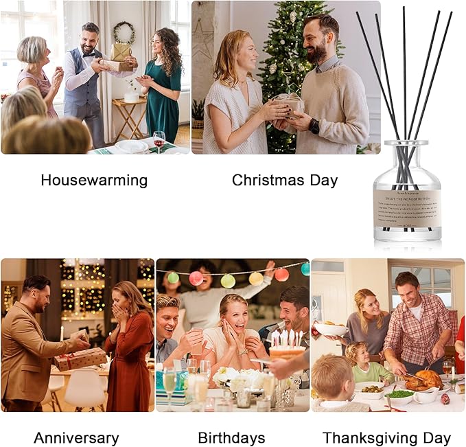 Reed Diffuser Set,4.1 oz Gardenia Scented Oil Diffuser with 5 Reed Sticks,Home Fragrance Reed Diffuser for Bathroom Bedroom Office Shelf Decor & Air Fresheners