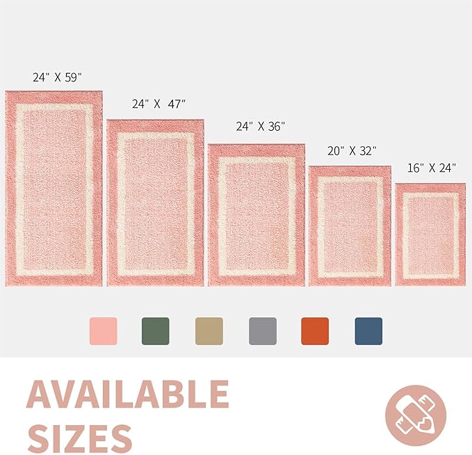 CozeCube Bath mats for Bathroom Non Slip, Plush Shaggy Bath Rugs for Bathroom Washable, Extra Soft and Absorbent Microfiber Bath Rugs, Pink Christmas Rugs, Blossom Pink, 47" x 24"