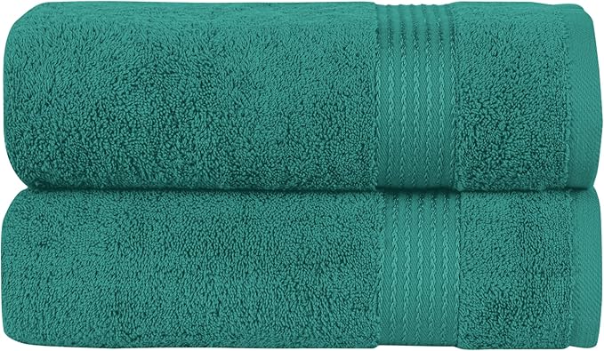 Elegant Comfort Premium Turkish Cotton 2 Pack Bath Towel Set - 27 x 54 inch, Luxurious Hotel Spa Quality 100% Turkish Cotton 2PC Bath Towel Set - Highly Absorbent - Soft Bathroom Towels, Turquoise