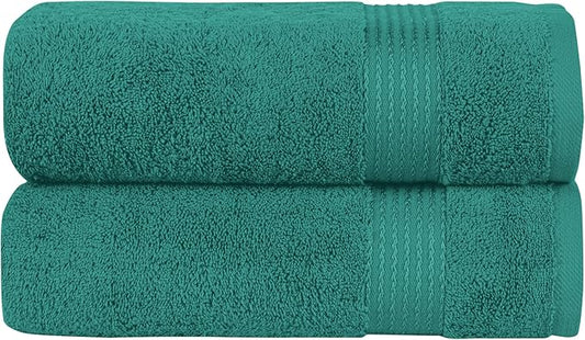 Elegant Comfort Premium Turkish Cotton 2 Pack Bath Towel Set - 27 x 54 inch, Luxurious Hotel Spa Quality 100% Turkish Cotton 2PC Bath Towel Set - Highly Absorbent - Soft Bathroom Towels, Turquoise