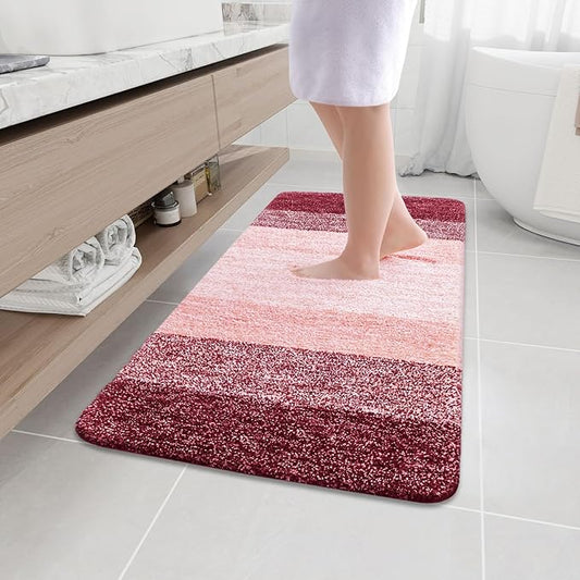 Arotive Microfiber Bathroom Rugs, Shaggy Soft and Absorbent Bath Rug, Non-Slip, Thick Plush Machine Washable Dry Bath Mats for Bathroom, Tub and Shower, 44x24, Burgundy