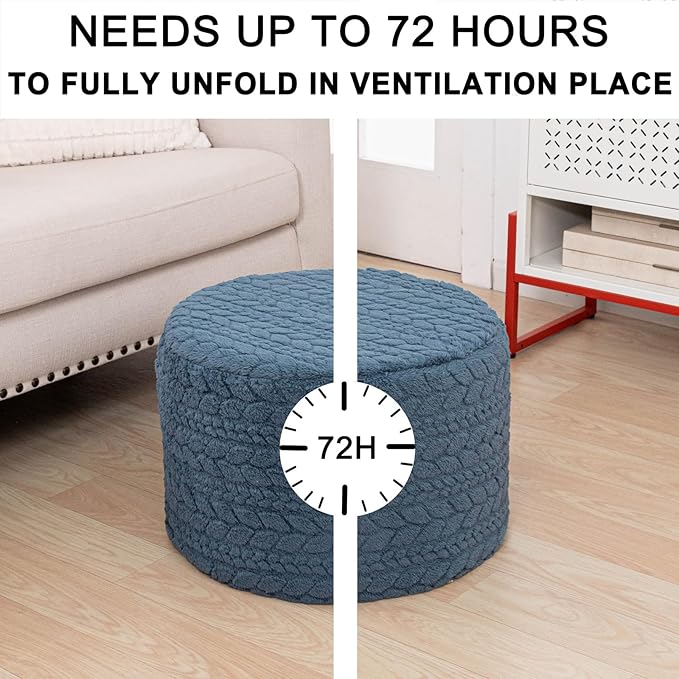 Round Pouf Ottoman 20 x 20 x 14 Inches Boho Poof Home Decor Floor Pouffe Ottoman Foot Rest for Couch Sofa Bean Bag Chairs Living Room Bedroom (Misty Blue)