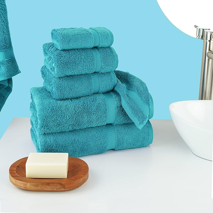 Chakir Turkish Linens Luxury Spa and Hotel Quality Premium Turkish Cotton 6-Piece Towel Set (2 x Bath Towels, 2 x Hand Towels, 2 x Washcloths)