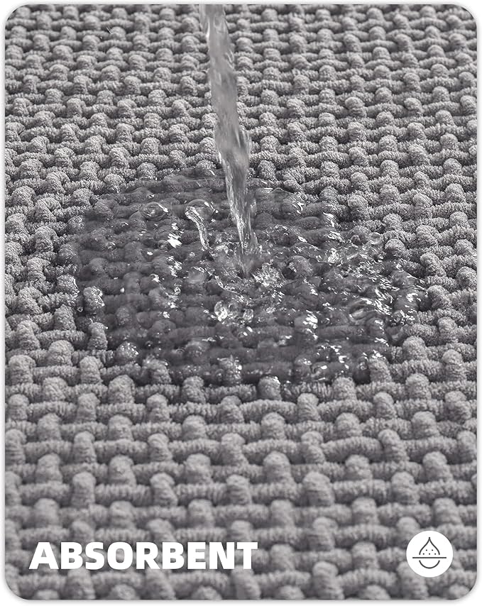 Color&Geometry Standard-Sized Toilet Rugs U Shaped- Absorbent, Stain Resistant, Non Slip, Quick Dry, Machine Washable- 20"x24" Grey Toilet Mat Chenille Contour Bath Rugs for Toilet Base
