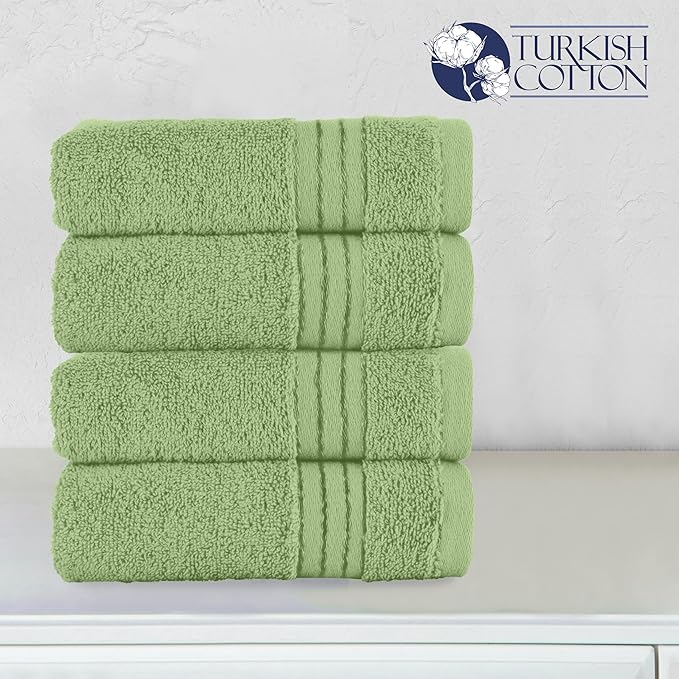 Elegant Comfort Premium Turkish Cotton 4 Pack Hand Towel Set - 16 x 28 inch, Luxurious Hotel Spa Quality 100% Turkish Cotton 4PC Hand Towel Set - Highly Absorbent - Soft Bathroom Towels, Sage