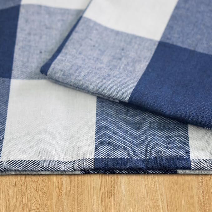Navy & White 2 Side Cotton Buffalo Check Farmhouse Placemats Set of 4 Heat Resistant Dining Table Place Mats for Kitchen Table, 12 x 18 inches