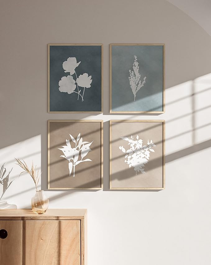 HAUS AND HUES Floral Wall Art - Set of 4 Plant Posters for Wall Vintage, Botanical Prints, Flower Pictures for Room Aesthetic, Vintage Art Prints, Flower Wall Art (11x14, Unframed)