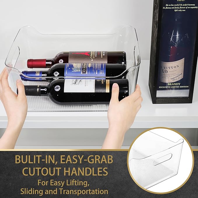 Tiawudi 4 Pack Plastic Storage Bins, X-Large Pantry Organizer, Clear Storage Containers and Organizer Bins, Multi-Use Bins for Home, Kitchen and Cabinet