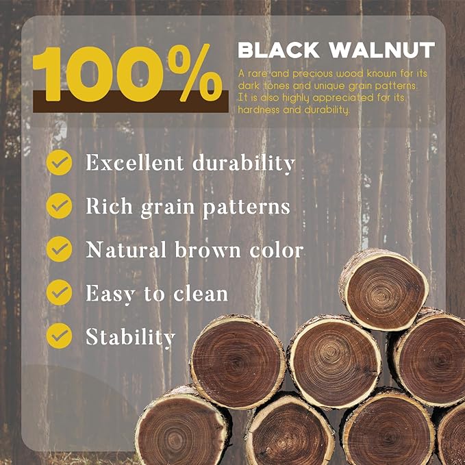 Wood Coasters with Holder, GOH DODD Set of 6 Walnut Wooden Coaster Tabletop Protection for Drinks Coffee Table Home Kitchen Office Bar Living Room Decor Housewarming Gifts Wedding Party, 3.7 Inch
