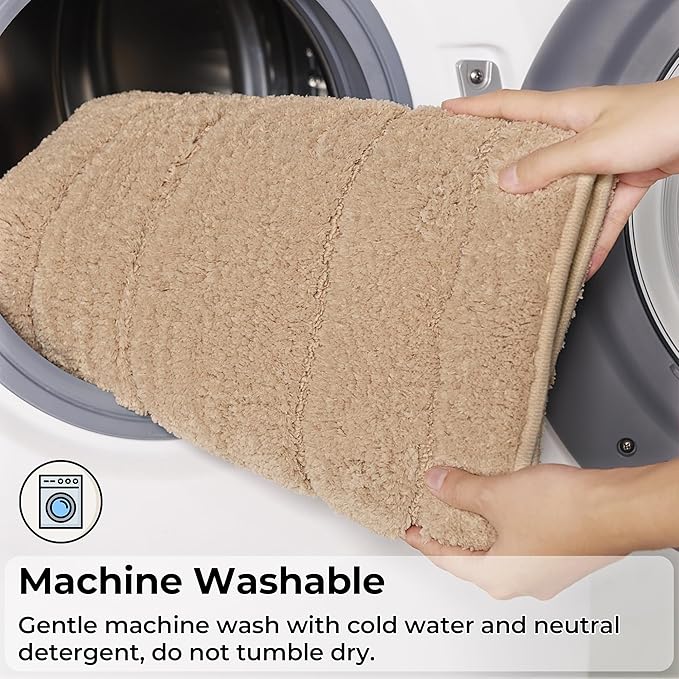 GRANNY SAYS Bathroom Rugs Sets 2 Piece,Soft Bath Mats for Bathroom, Bath Rugs Non Slip Washable, Absorbent Bath Rug for Tub, Shower and Toilet, Bath Mat Set (Khaki, 20" x 32" + 16" x 24")