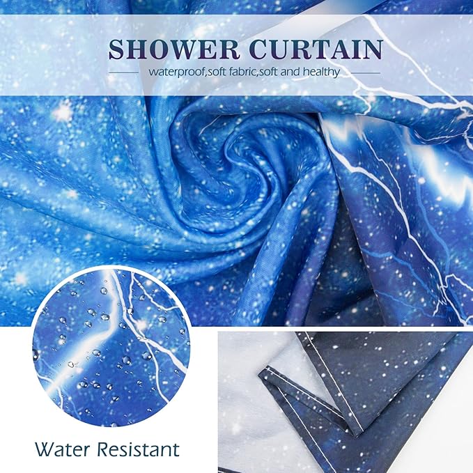 Funny Cat Shower Curtains for Bathroom - Cool Cute Cat on Fantasy Outer Space Galaxy Universe UFO Fun Shower Curtain Set with 12 Hooks for Adults Kids Bathroom Decor Accessories, 72"x72"