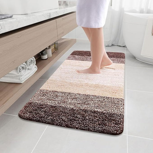 Arotive Microfiber Bathroom Rugs, Shaggy Soft and Absorbent Bath Rug, Non-Slip, Thick Plush Machine Washable Dry Bath Mats for Bathroom, Tub and Shower, 45x27, Brown