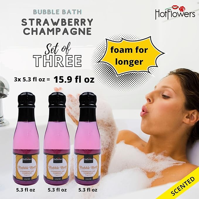 Bubble Bath Scented – Women and Men Bath Foam Products – Relaxing, Foaming, and Moisturizing Adult Soak – Special Small Champagne-Shaped Pet Bottle