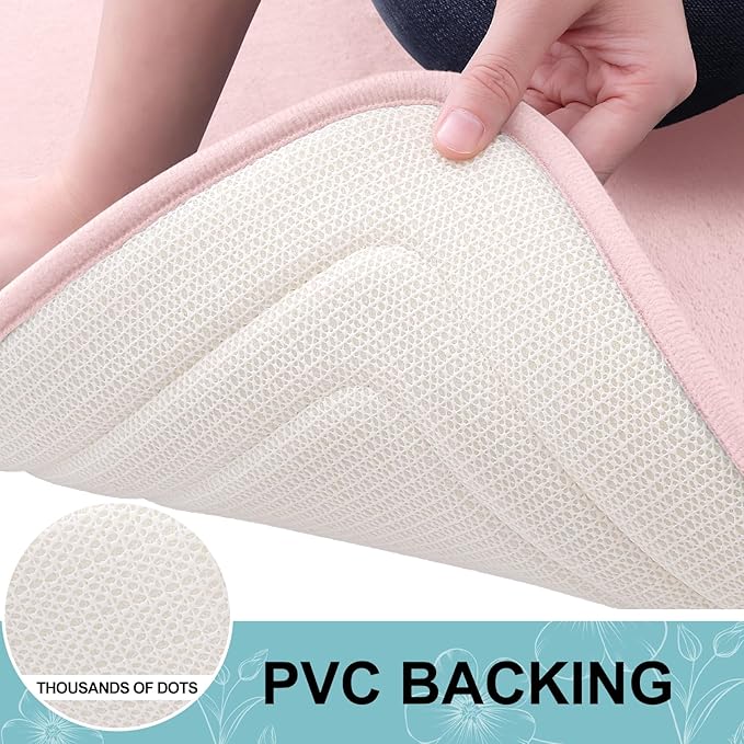 Grandaily Memory Foam Bath Mat Rug 30x20, Ultra Soft, Non-Slip and Absorbent Bathroom Rugs, Machine Wash Dry, Comfortable Bath Carpet for Bathroom Floor, Tub and Shower, Pink