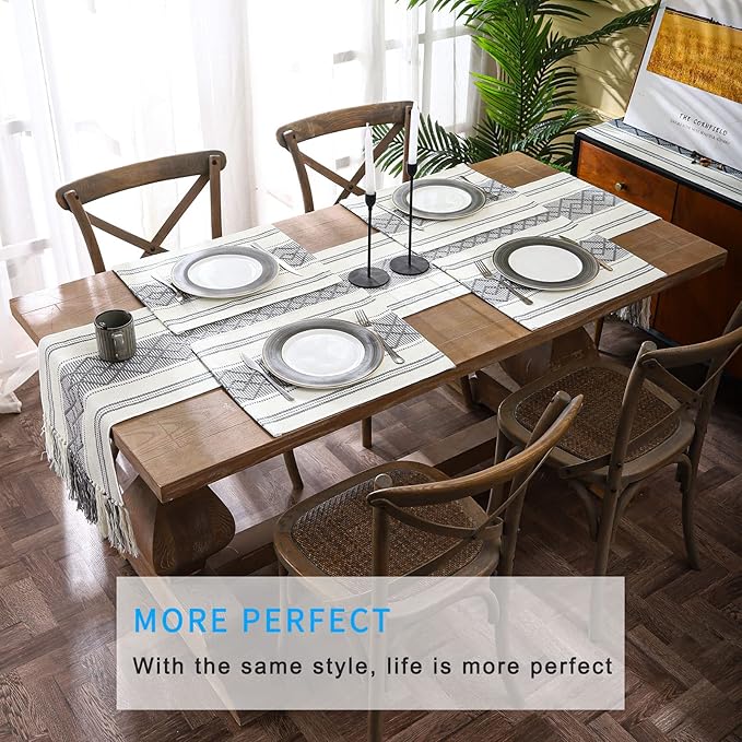LUFEIJIASHI Elegant Thick placemats for Dining Table Decor Farmhouse Heat Resistant Table Place mats Set of 4 Quality Woven Cloth Placemats Washable Dinner mats (Grey, 4)