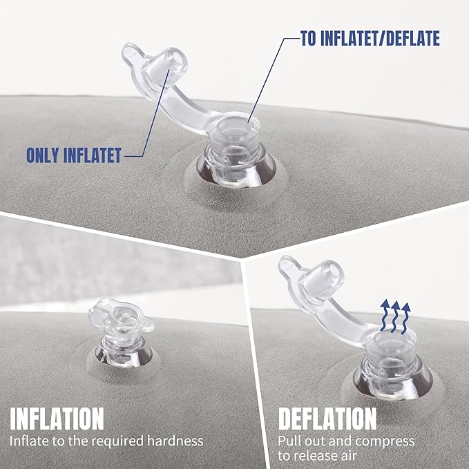 HOMBYS Adjustable Inflatable Bed Wedge Pillow for Sleeping, 7 in 1 Multi Use Back Pillow for Bed Sitting Up, 10 inch Elevated Support Pillow for Legs & Back, Portable for Travel Use-30"x22"x10", Grey