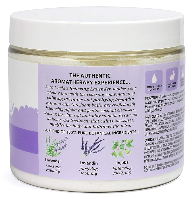 Aura Cacia Aromatherapy Foam Bath, Relaxing Lavender, 14 ounce jar