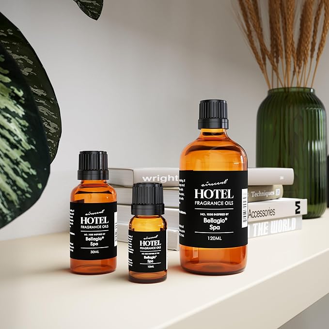 AirScent Hotel Diffuser Oil Inspired by The Bellagio Spa Scent - Premium Fragrance Oil No. 1038 for Ultrasonic and Waterless Diffusers and Crafting - 120 mL, 4 fl oz Glass Bottle with Dropper