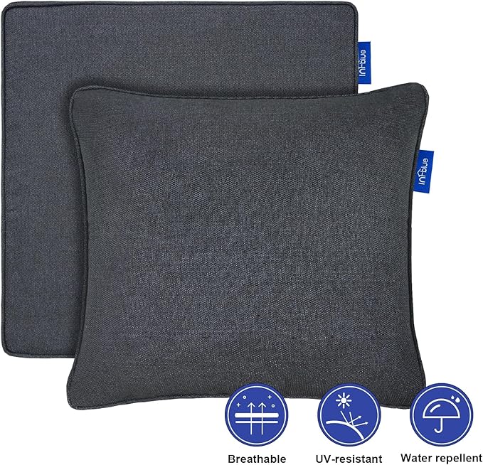 Deep Seat Cushions, Outdoor Cushions, Patio Furniture Cushions, Deep Seat & Back Cushion Patio Cushions with Rmoveable Cover for Backyard Couch Sofa Fade Resistant (22x22x3 in, Black Grey)