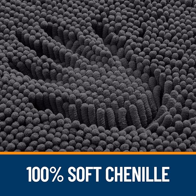 OLANLY Bathroom Rugs 70x24, Extra Soft Absorbent Chenille Bath Rugs, Rubber Backing Quick Dry, Machine Washable Bath Mats for Bathroom Floor, Tub and Shower, Home Decor Accessories, Dark Grey